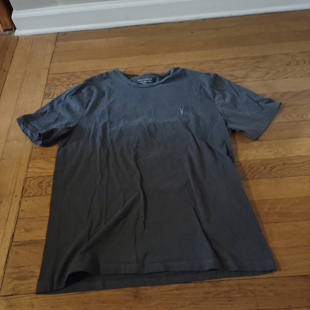 AllSaints Ramskull Tee Slim Fit Slate Green Organic Cotton Streetwear XL
